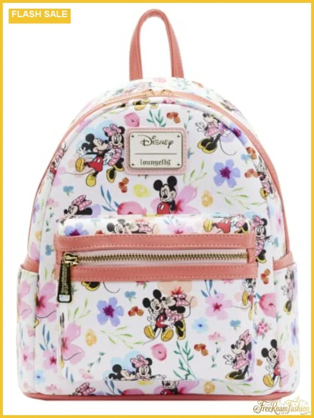 Loungefly Disney Floral Mini Backpack Faux Leather with Gold Hardware